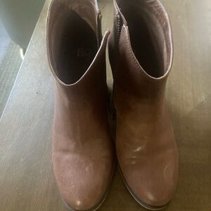 BP. Brown Suede Ankle Booties with Side Zip